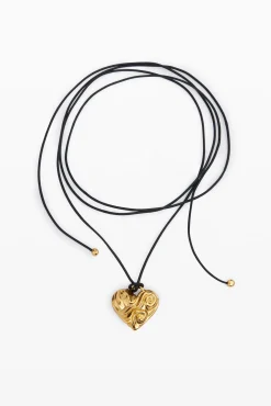 Colgante corazón cuerda baño oro Zalio