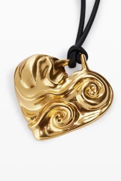 Colgante corazón cuerda baño oro Zalio