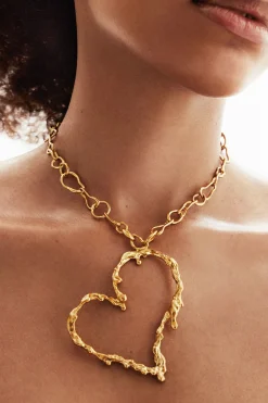 Collar corazón baño oro Zalio