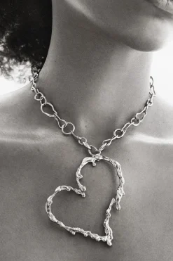 Collar corazón baño plata Zalio