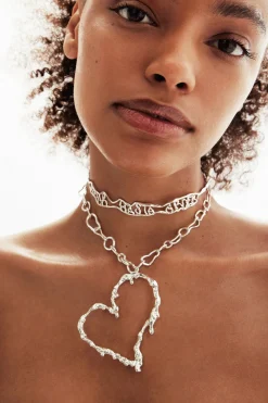 Collar corazón baño plata Zalio