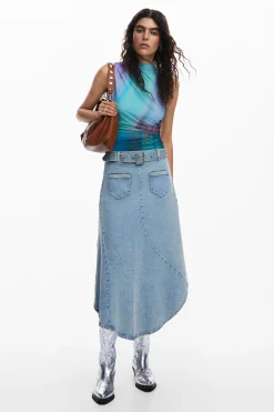 Falda denim asimétrica