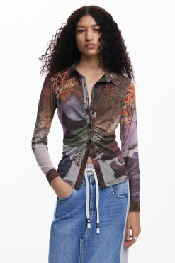 Falda midi denim híbrida