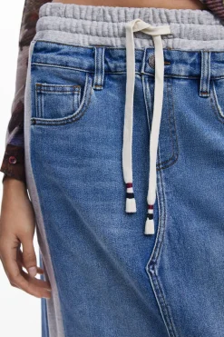 Falda midi denim híbrida