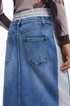 Falda midi denim híbrida