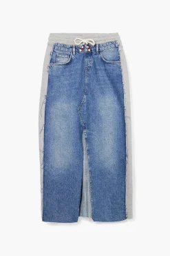 Falda midi denim híbrida