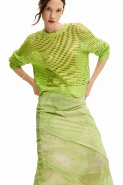 Falda midi encaje flores