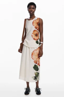 Falda midi flores