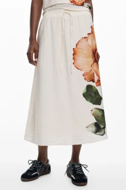 Falda midi flores