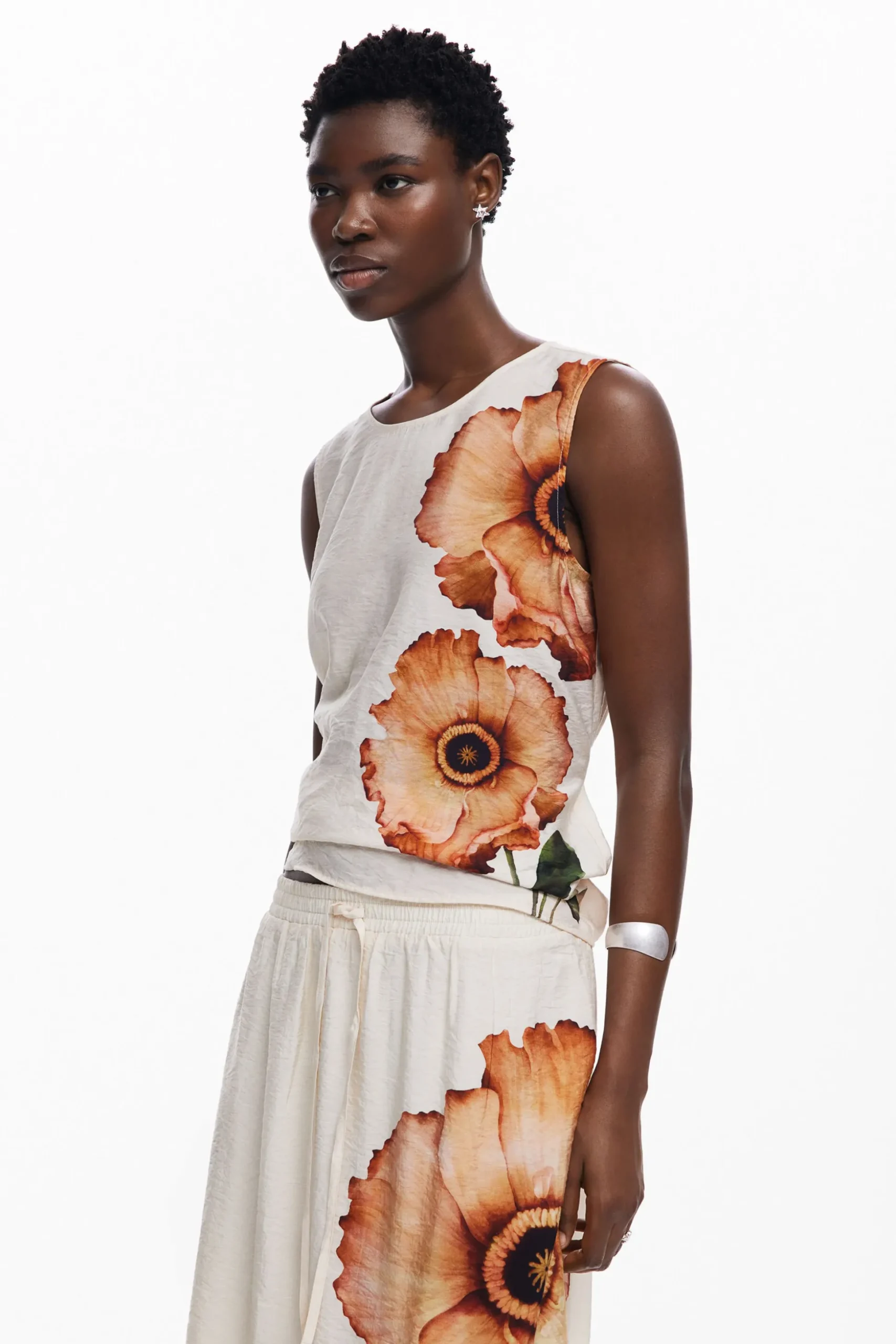 Falda midi flores
