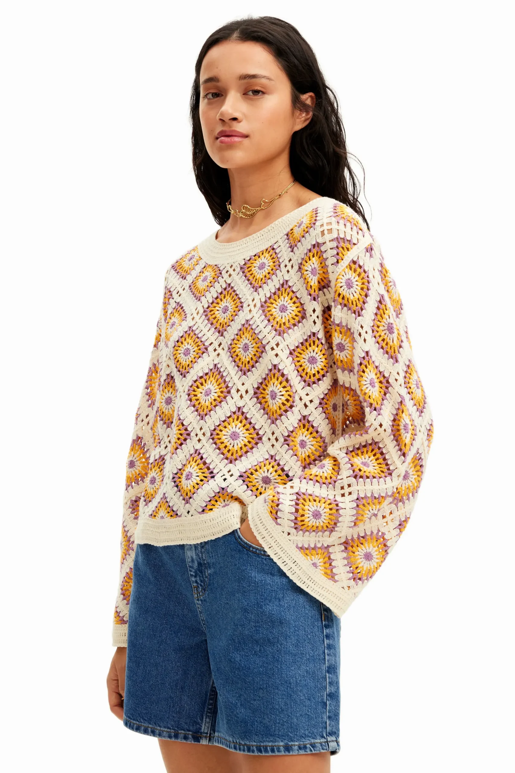 Jersey crochet multicolor