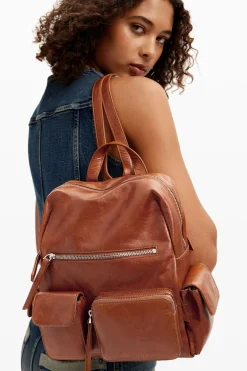 Mochila piel multibolsillo
