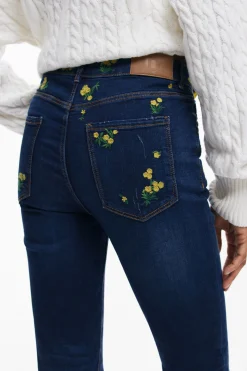 Pantalon denim flores