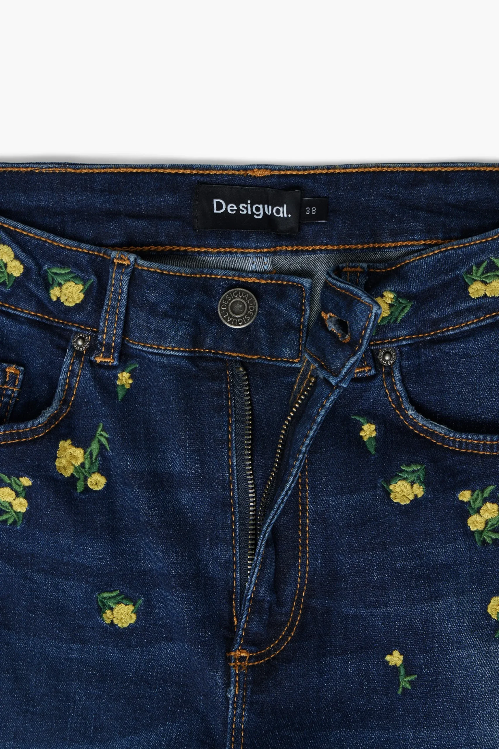 Pantalon denim flores