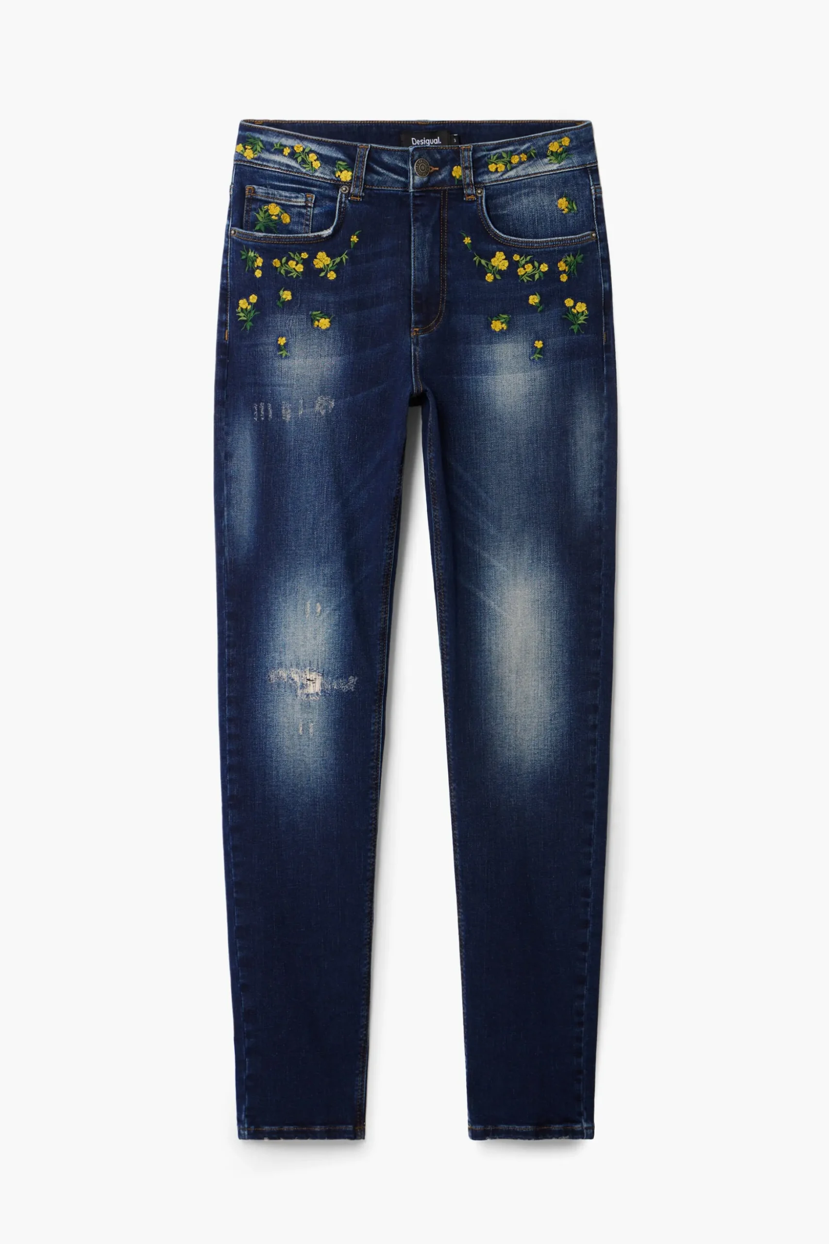 Pantalon denim flores