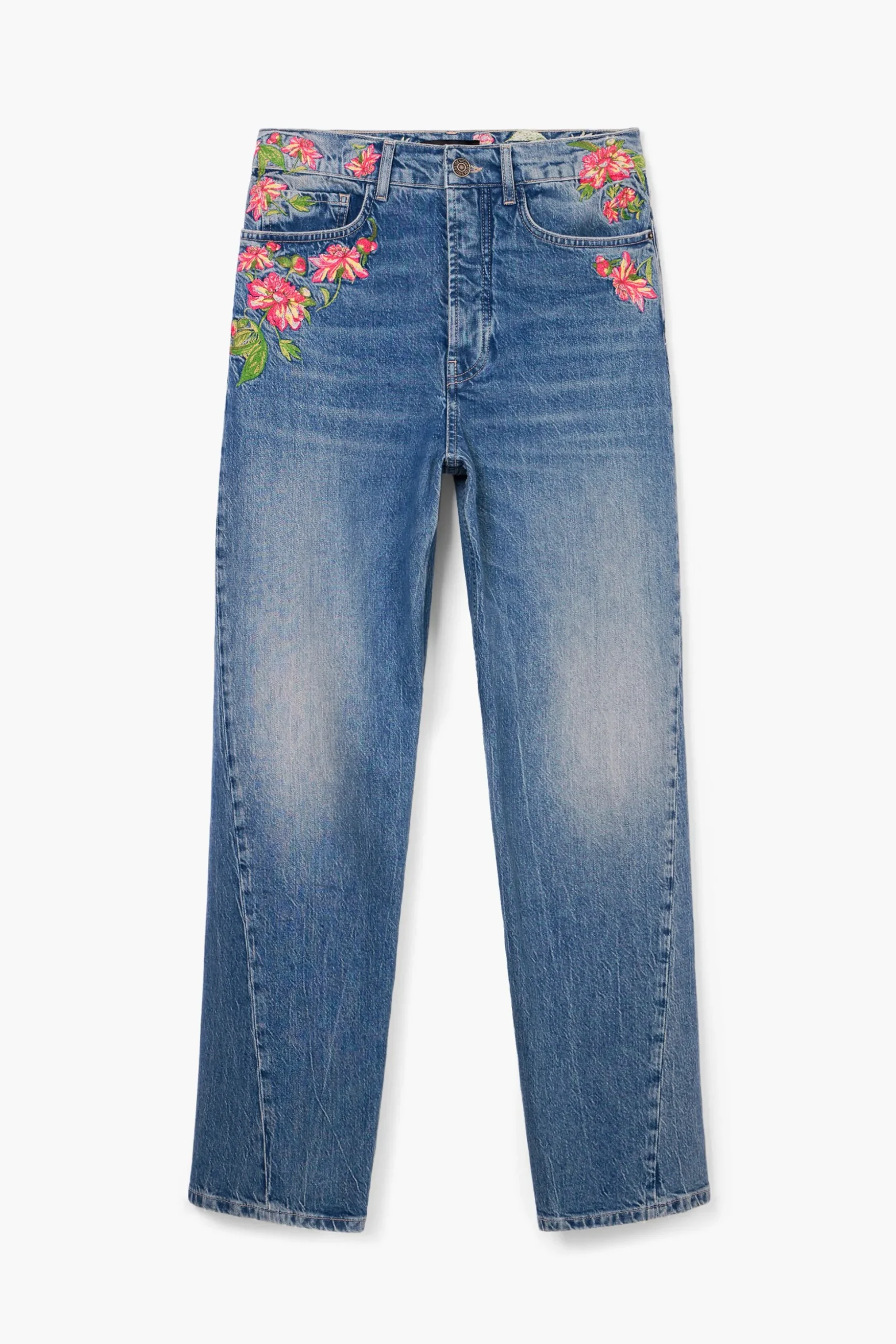 Pantalones largos denim flores