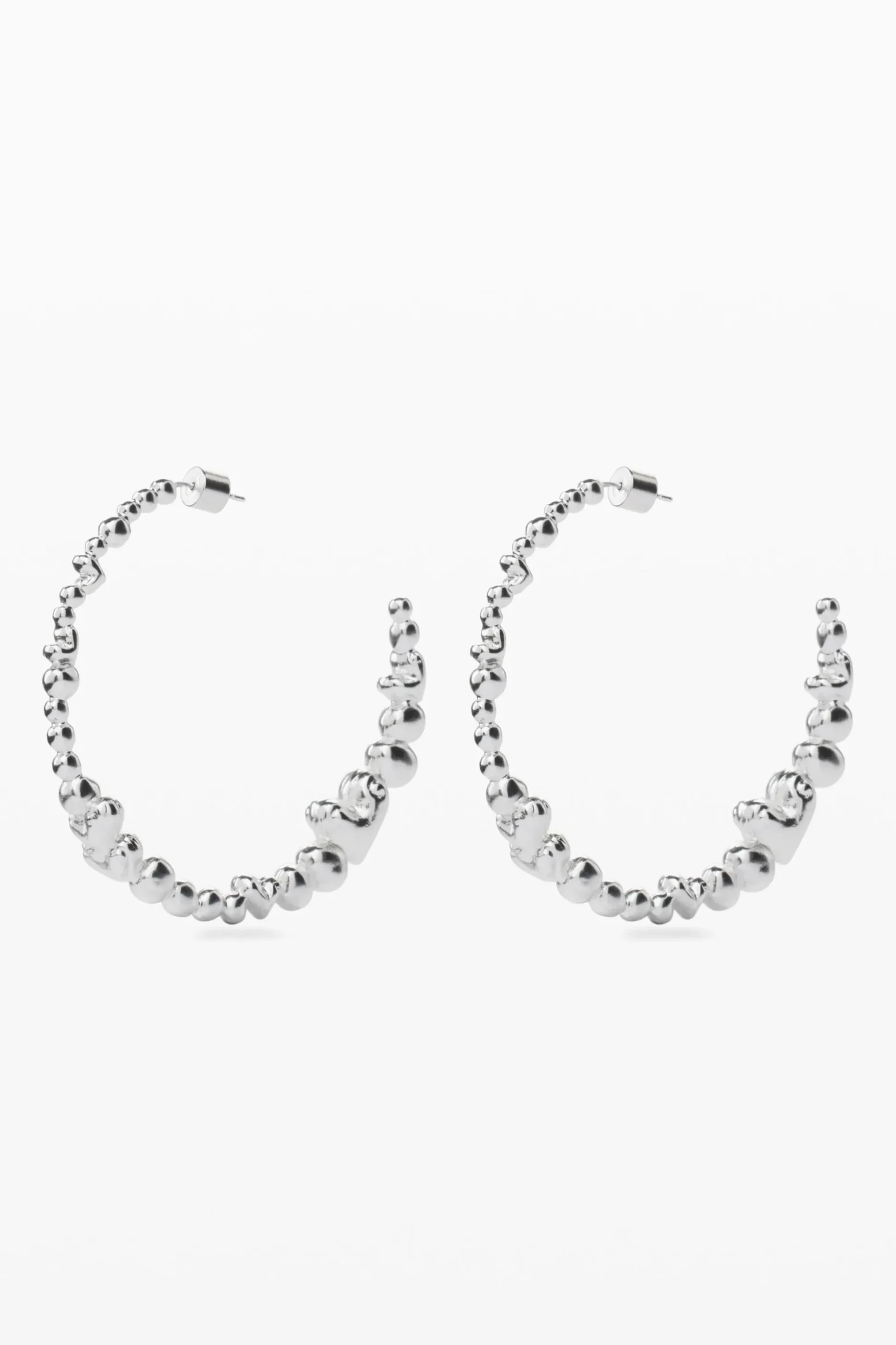 Pendientes aro corazones bañado en plata Zalio