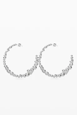 Pendientes aro corazones bañado en plata Zalio