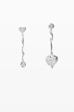 Pendientes asimétricos baño plata Zalio