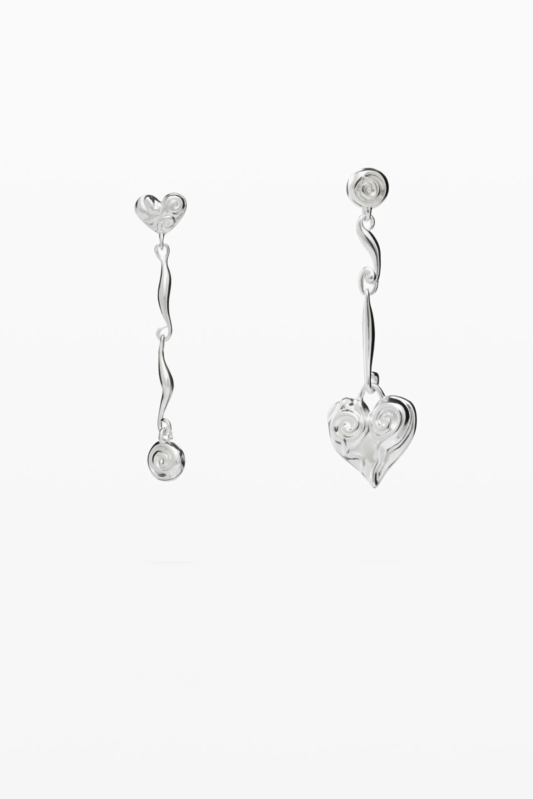 Pendientes asimétricos baño plata Zalio