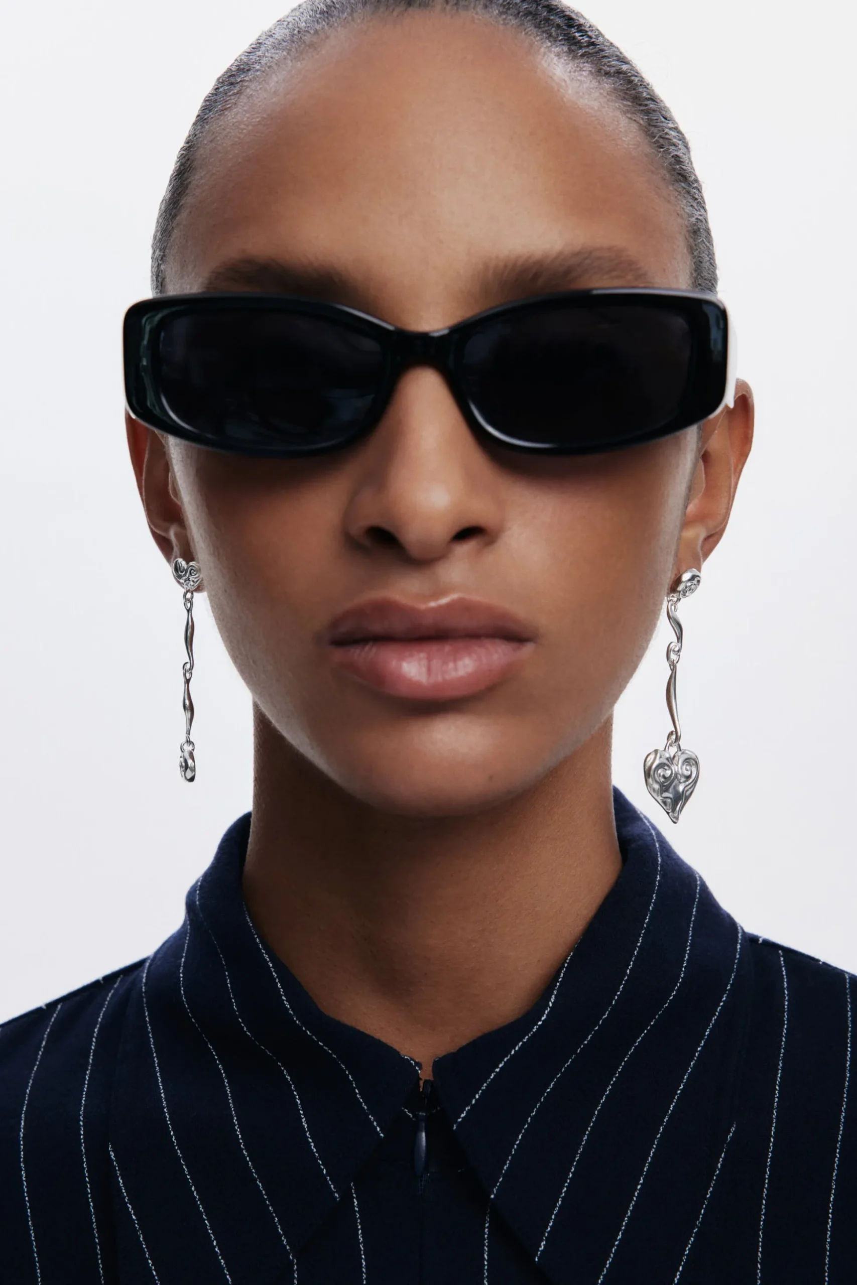 Pendientes asimétricos baño plata Zalio