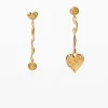 Pendientes asimétricos baño oro Zalio