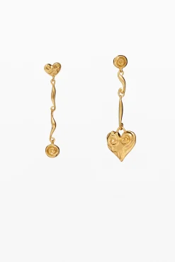 Pendientes asimétricos baño oro Zalio