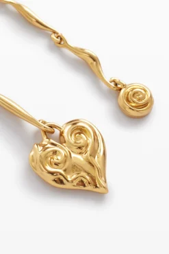 Pendientes asimétricos baño oro Zalio