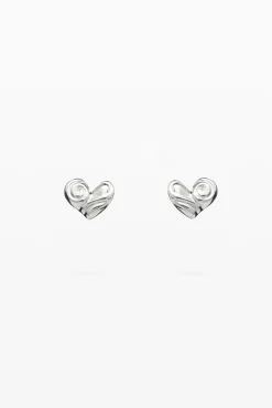 Pendientes botón corazón baño plata Zalio