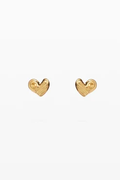 Pendientes botón corazón baño oro Zalio
