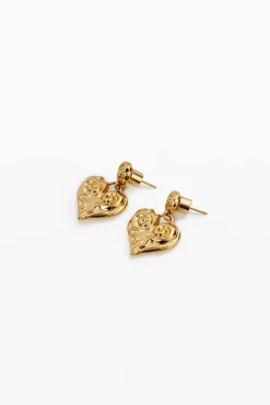 Pendientes corazón baño oro Zalio