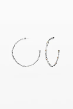 Pendientes de aro trenza baño plata Zalio