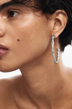 Pendientes de aro trenza baño plata Zalio