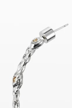Pendientes de aro trenza baño plata Zalio