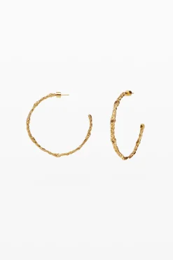 Pendientes de aro trenza baño oro Zalio