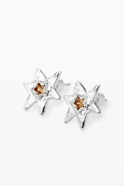 Pendientes estrella baño plata Zalio
