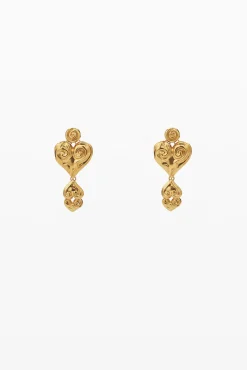 Pendientes triple corazón baño oro Zalio