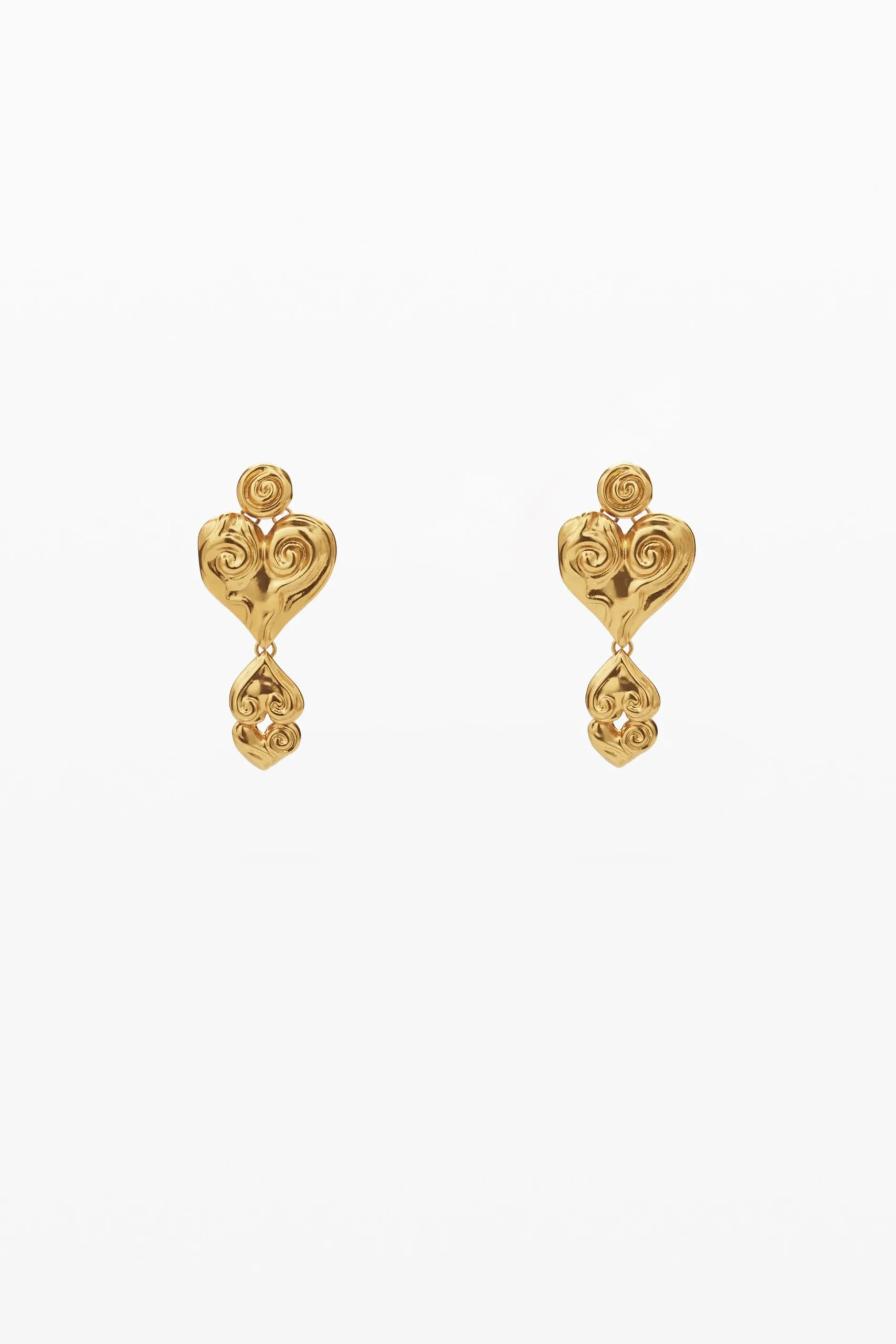 Pendientes triple corazón baño oro Zalio