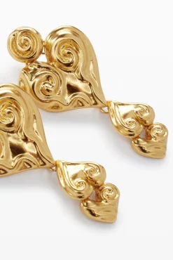 Pendientes triple corazón baño oro Zalio