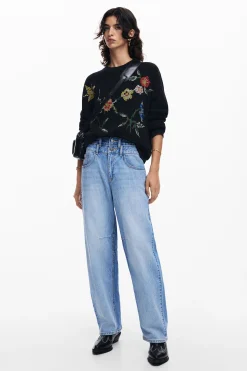 Sudadera bordado flores