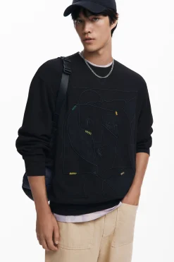Sudadera bordados contraste