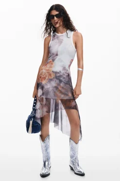 Vestido asimétrico flores