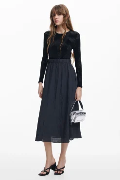 Vestido combinado estampado