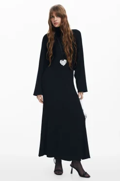Vestido combinado liso