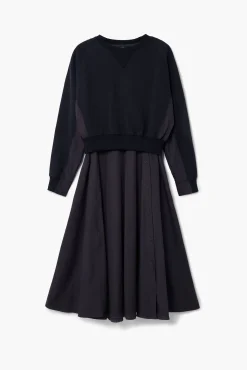 Vestido combinado liso