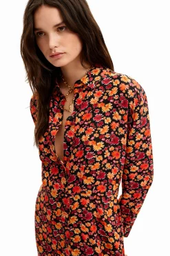 Vestido corto camisero flores