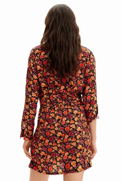 Vestido corto camisero flores