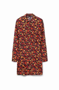 Vestido corto camisero flores