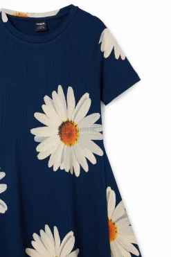 Vestido corto canalé margaritas