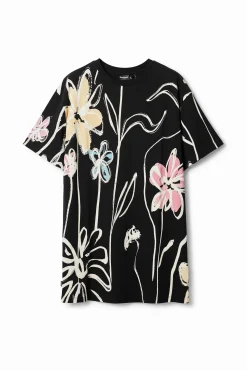 Vestido corto flores ilustradas